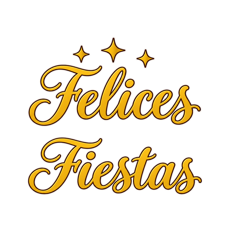 Felices Fiestas en letras doradas PNG sin fondo