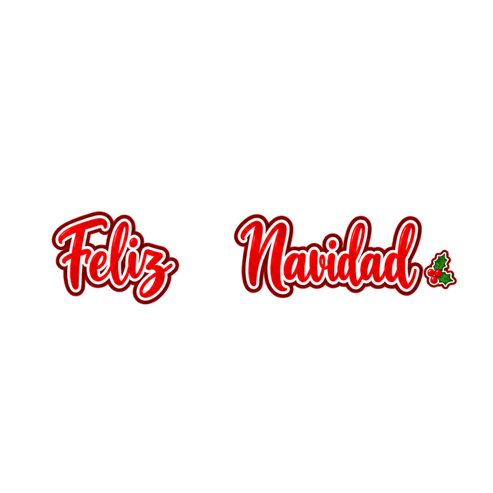 Feliz Navidad en letra roja con acebo PNG sin fondo