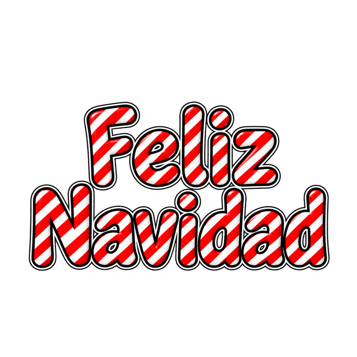Feliz Navidad a rayas rojas y blancas PNG sin fondo
