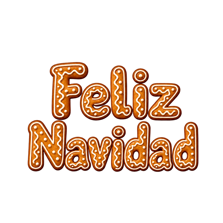 Feliz Navidad en letras de galleta PNG sin fondo