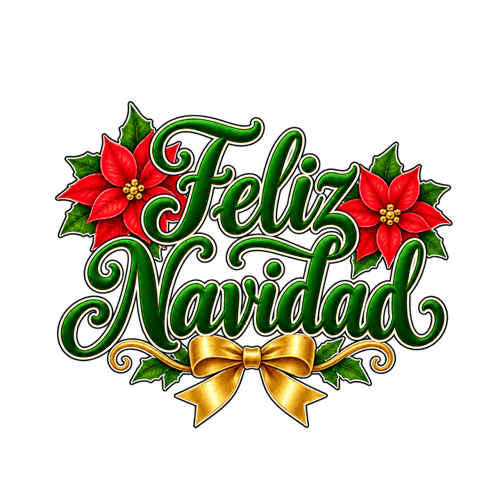 Feliz Navidad y flor de nochebuena PNG sin fondo