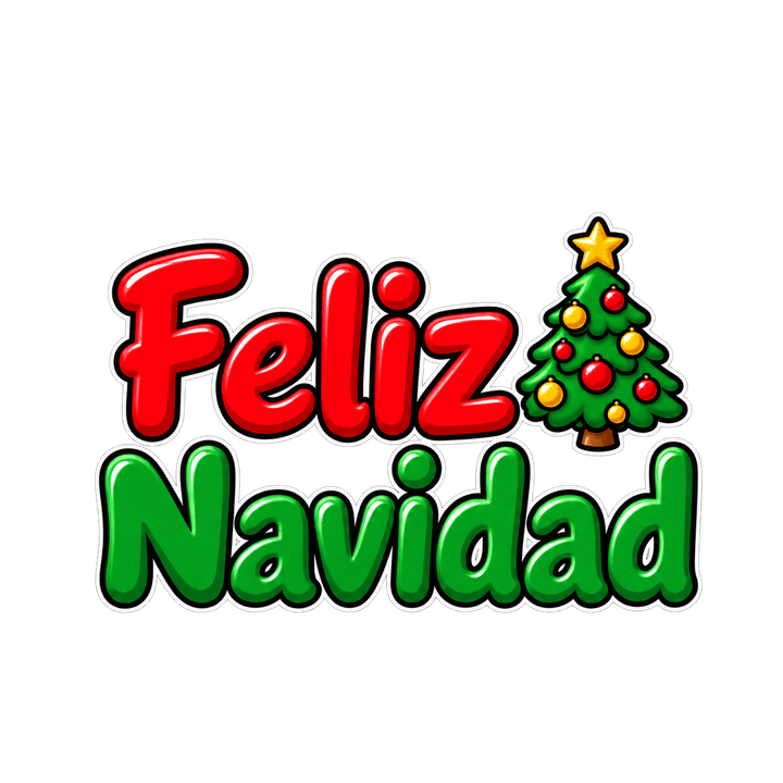 Feliz Navidad con árbol de Navidad PNG sin fondo