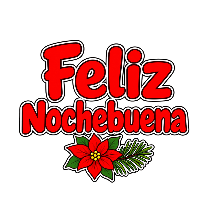 Feliz Nochebuena con flor y pino PNG sin fondo