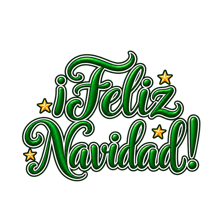 ¡Feliz Navidad! en verde con estrellas PNG sin fondo