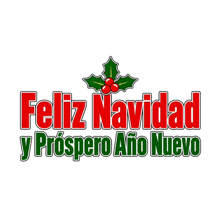 Feliz Navidad y Próspero Año Nuevo con acebo PNG sin fondo
