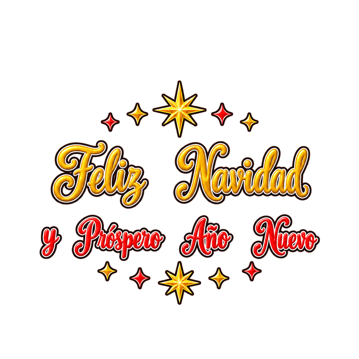 Feliz Navidad y Próspero Año Nuevo, dorado y rojo PNG sin fondo