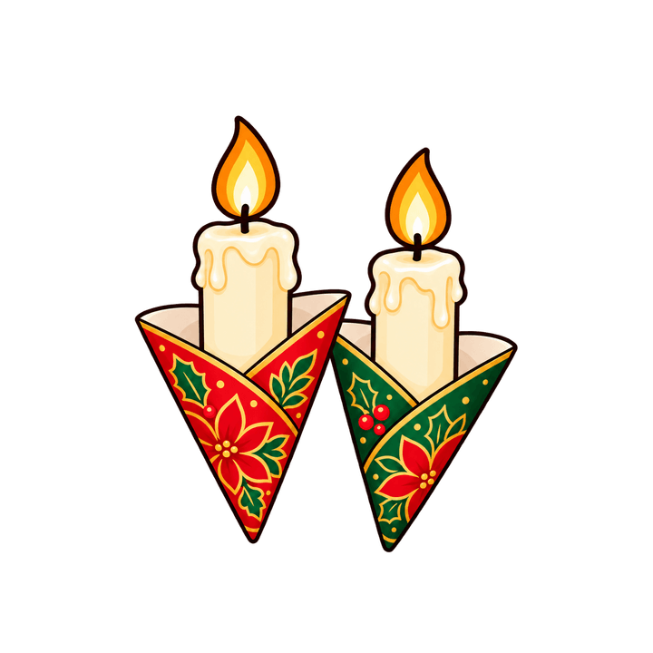 Dos velas en conos de papel PNG sin fondo