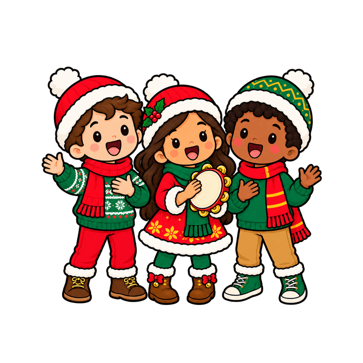 Niños cantando villancicos PNG sin fondo