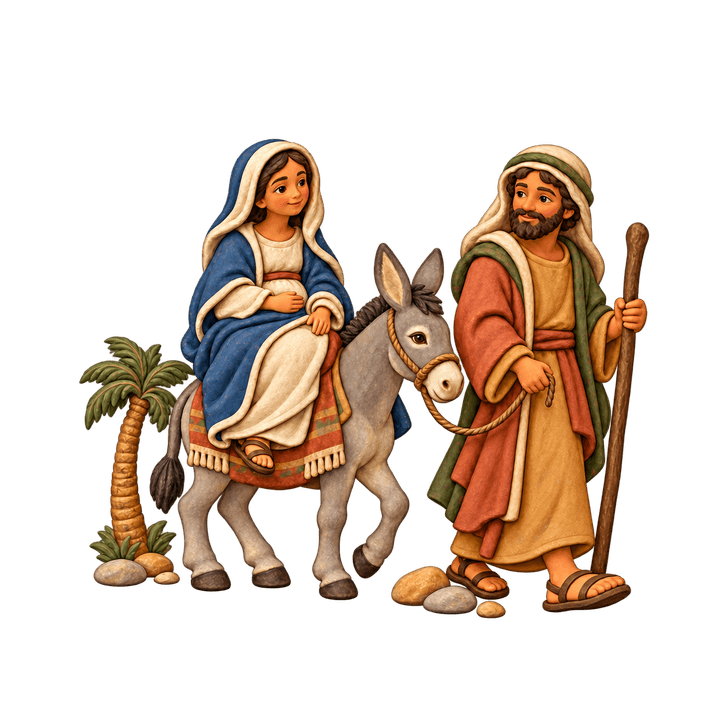 María y José camino a Belén PNG sin fondo