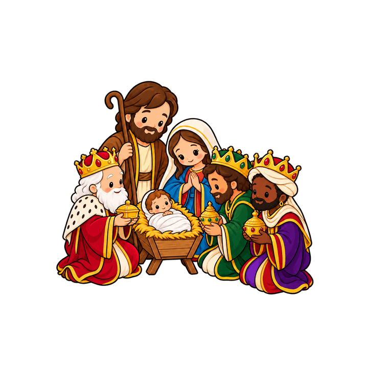 Nacimiento con los tres Reyes Magos PNG sin fondo