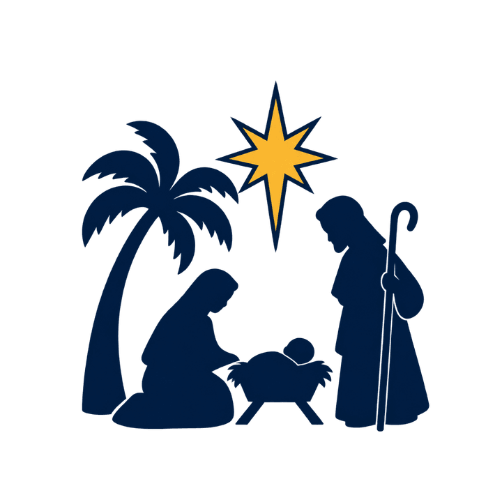 Silueta de belén con estrella PNG sin fondo