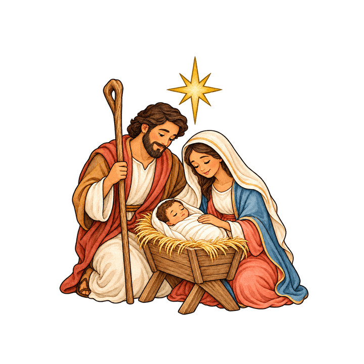 Nacimiento navideño en acuarela PNG sin fondo