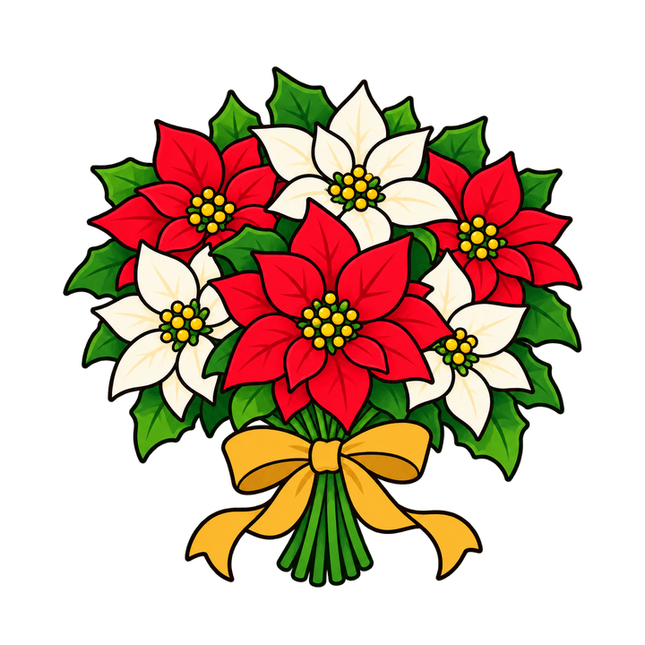 Ramo de flores de Pascua con lazo PNG sin fondo