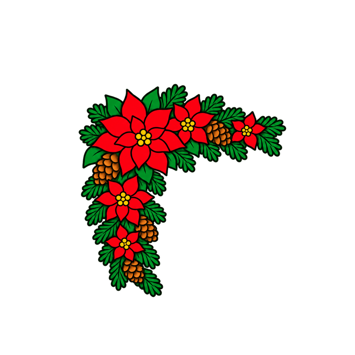 Esquinero de flores de nochebuena PNG sin fondo