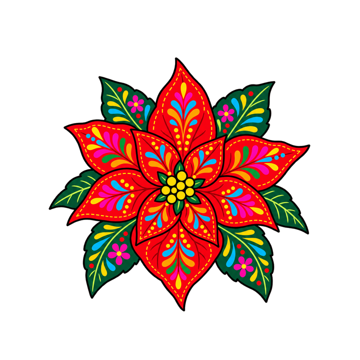 Flor de nochebuena bordada PNG sin fondo