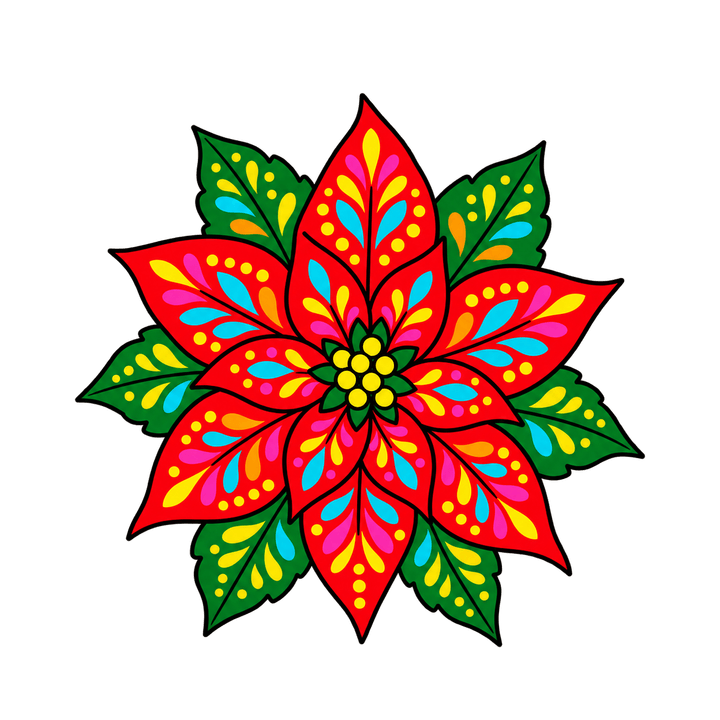 Flor de nochebuena multicolor PNG sin fondo