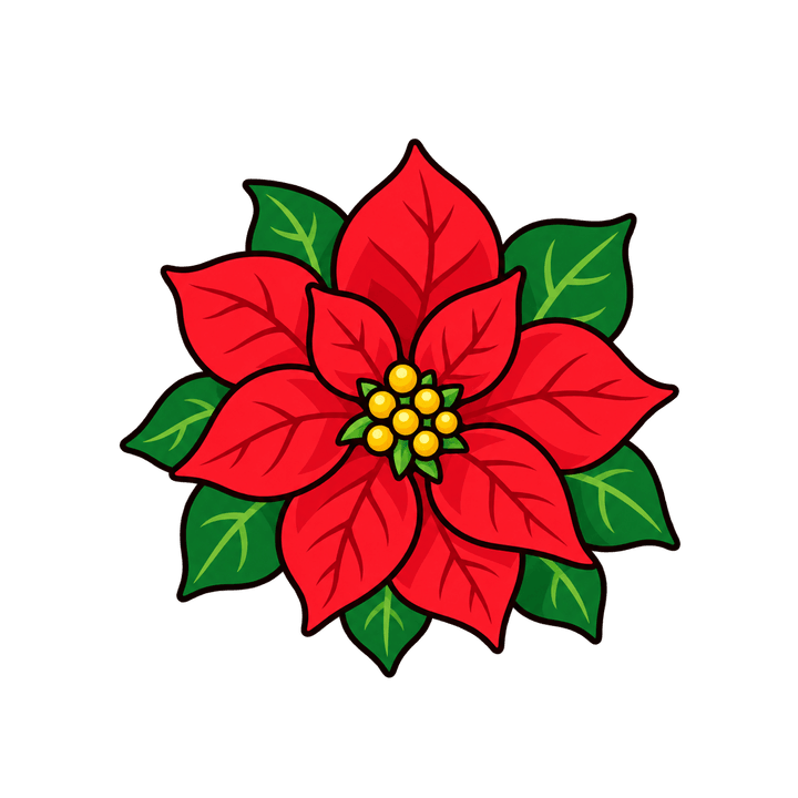 Flor de nochebuena roja PNG sin fondo