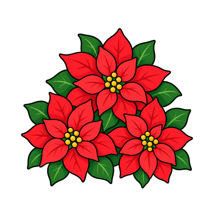 Tres flores de nochebuena PNG sin fondo