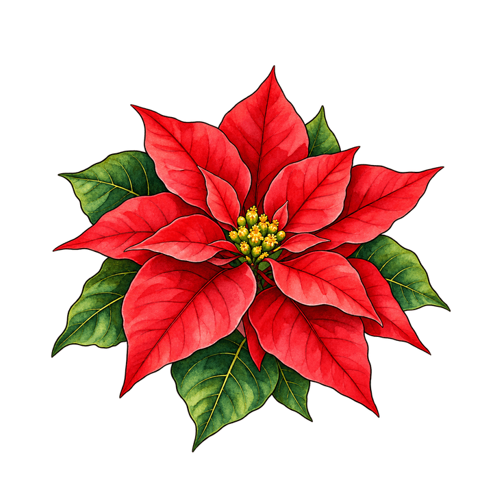 Flor de nochebuena en acuarela PNG sin fondo