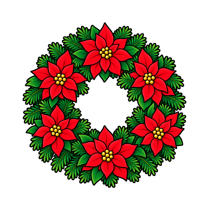 Corona de flores de Pascua con pino PNG sin fondo