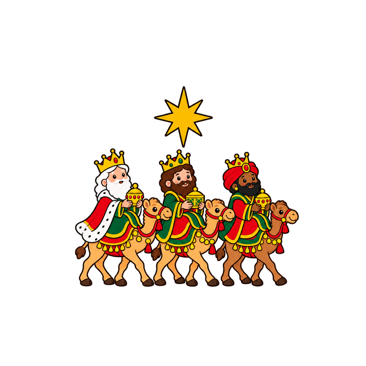 Reyes Magos siguiendo la estrella PNG sin fondo