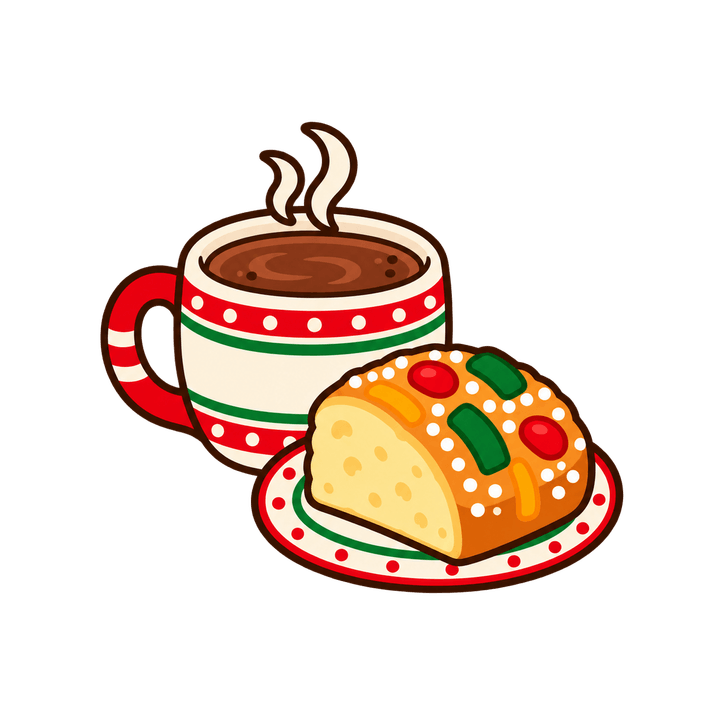 Chocolate con rosca de Reyes PNG sin fondo