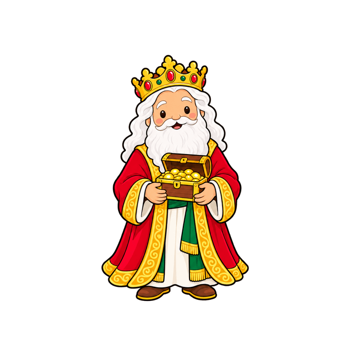 Rey Melchor con cofre de oro PNG sin fondo