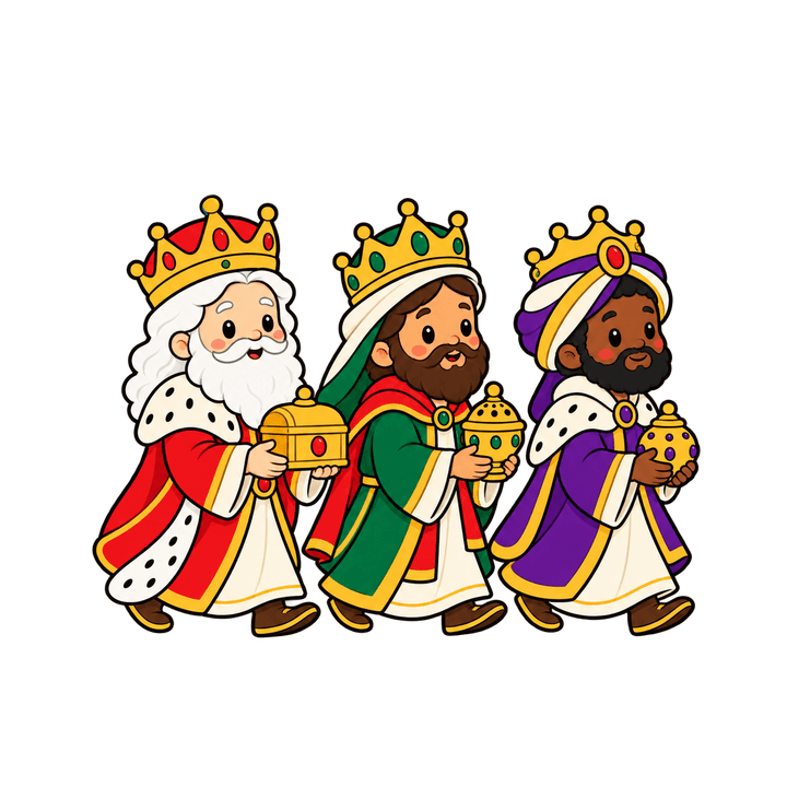 Los tres Reyes Magos caminando PNG sin fondo