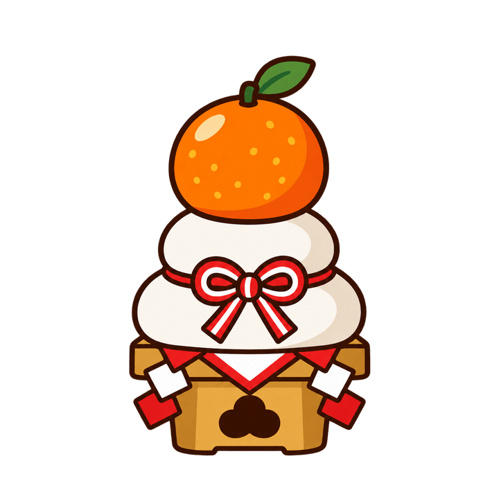 大きなみかんの鏡餅のイラスト（お正月・透過PNG）