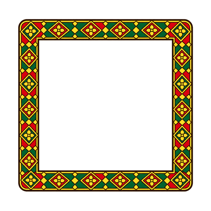 กรอบลายไทยสีแดงเขียว การ์ตูนคริสต์มาส PNG พื้นหลังใส