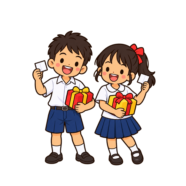 จับฉลากแลกของขวัญ การ์ตูนคริสต์มาส PNG พื้นหลังใส
