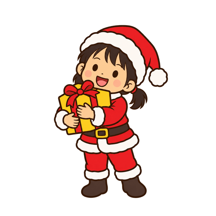 เด็กอนุบาลแต่งชุดซานต้า การ์ตูนคริสต์มาส PNG พื้นหลังใส