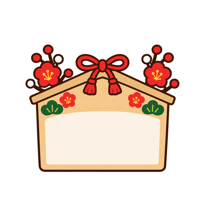 梅の絵馬のイラスト（お正月・透過PNG）