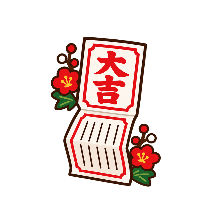 初詣のおみくじのイラスト（お正月・透過PNG）
