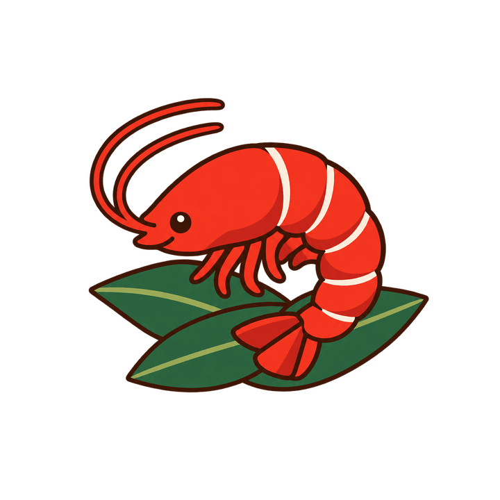 おせちの海老のイラスト（お正月・透過PNG）