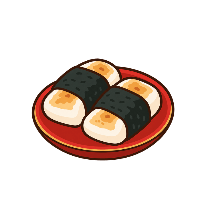 のりを巻いたお餅のイラスト（お正月・透過PNG）