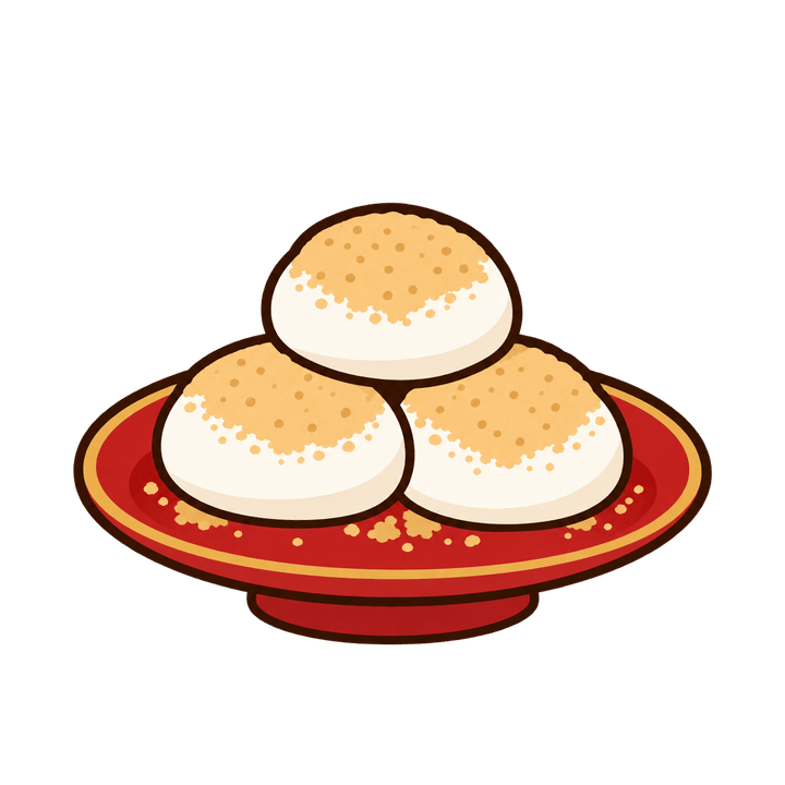 きなこのお餅のイラスト（お正月・透過PNG）