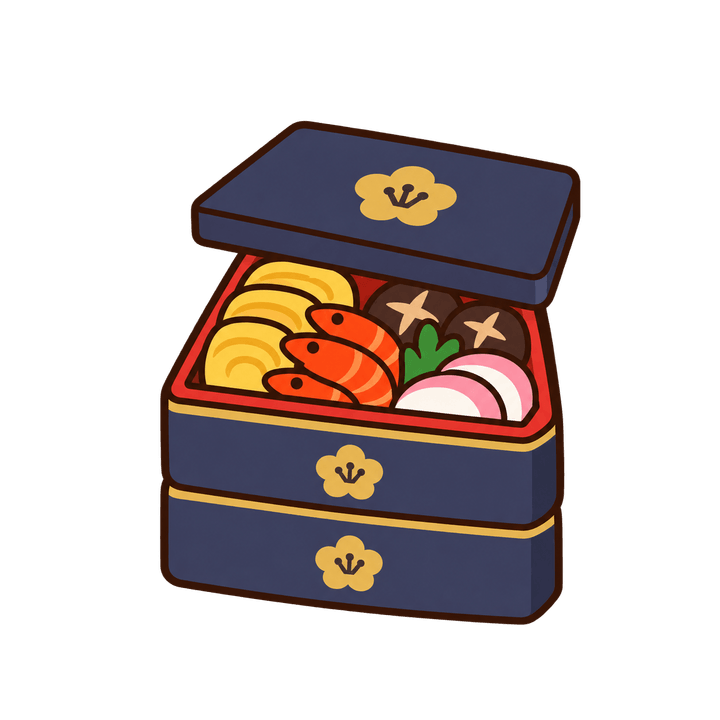 シンプルなおせちのイラスト（お正月・透過PNG）