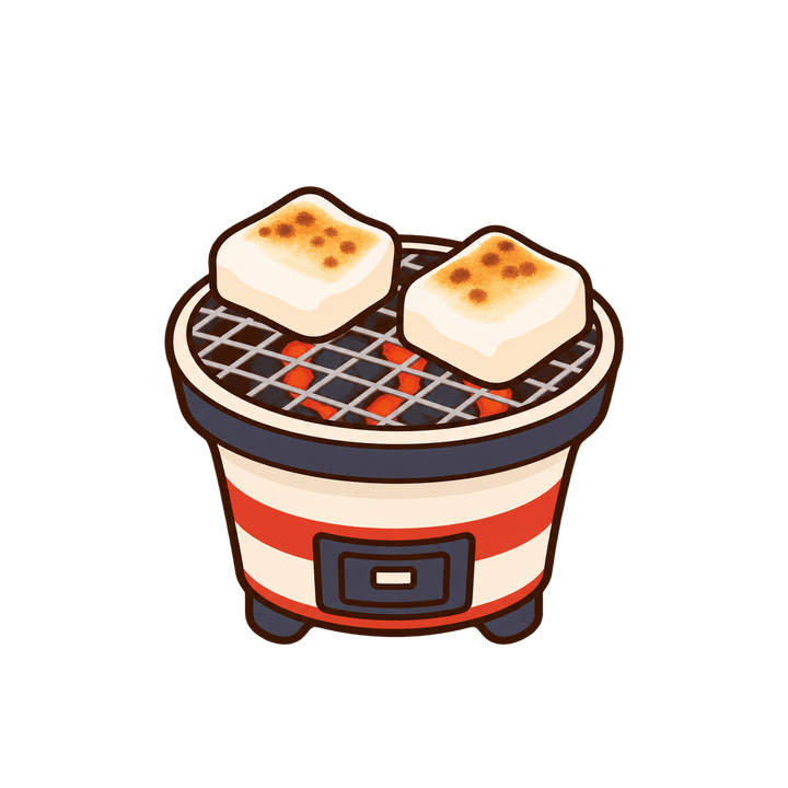 ふくらんだ焼き餅のイラスト（お正月・透過PNG）