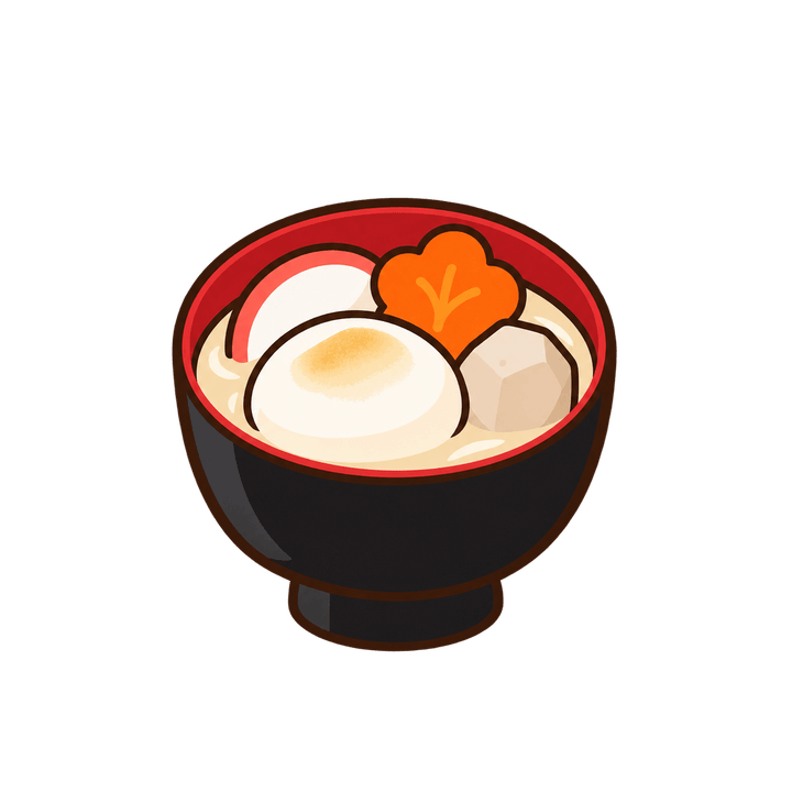白みそのお雑煮のイラスト（お正月・透過PNG）