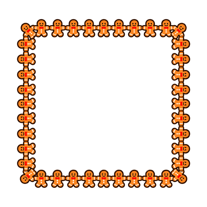 Gingerbread Man Chain Frame – Christmas clipart, transparent PNG