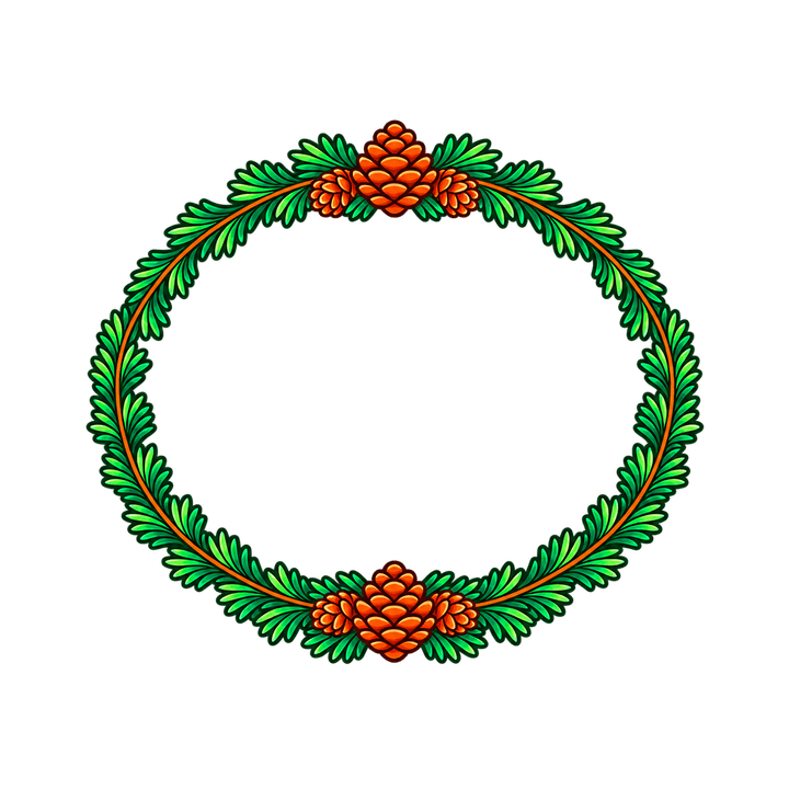 Pine Branch Oval Frame – Christmas clipart, transparent PNG
