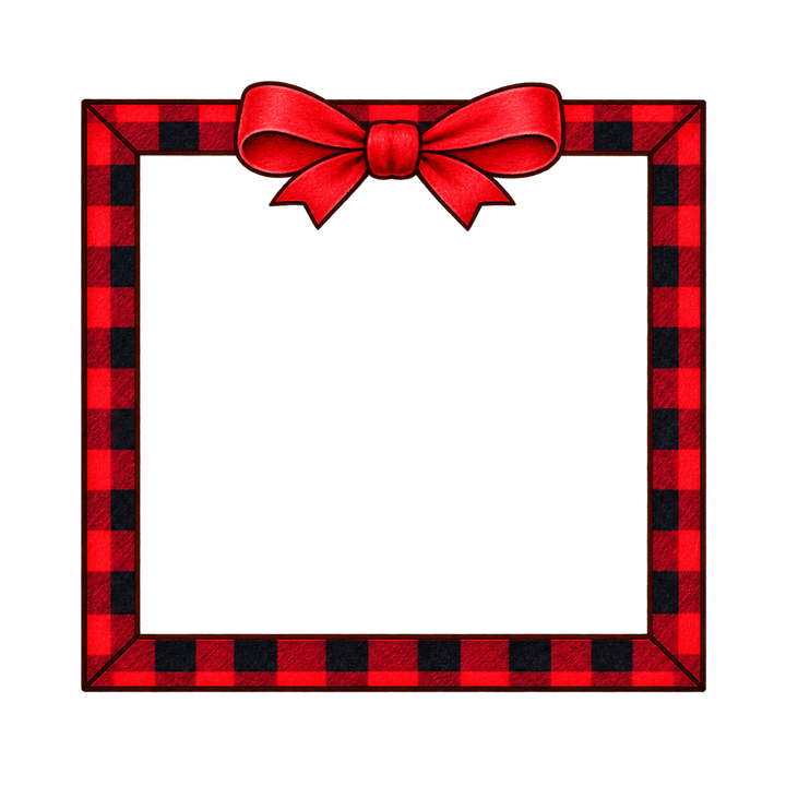Buffalo Plaid Bow Frame – Christmas clipart, transparent PNG