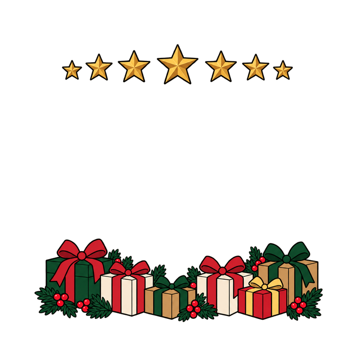 Presents and Gold Stars Border – Christmas clipart, transparent PNG
