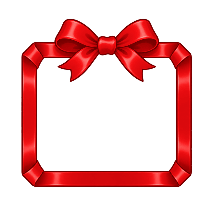 Red Ribbon Bow Frame – Christmas clipart, transparent PNG