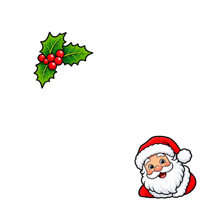 Santa and Holly Corner Border – Christmas clipart, transparent PNG