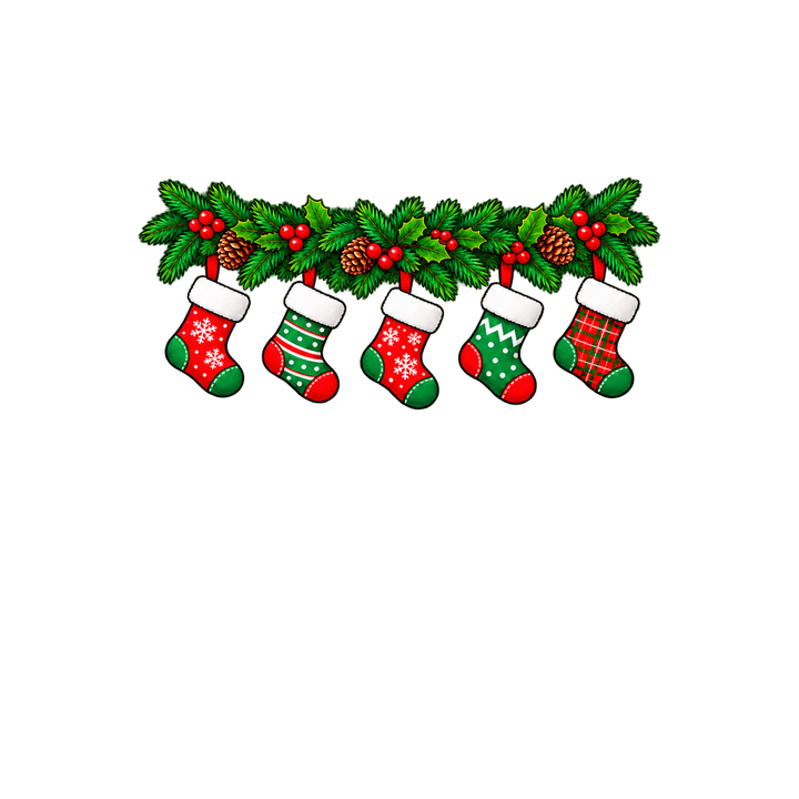 Stocking Garland Border – Christmas clipart, transparent PNG