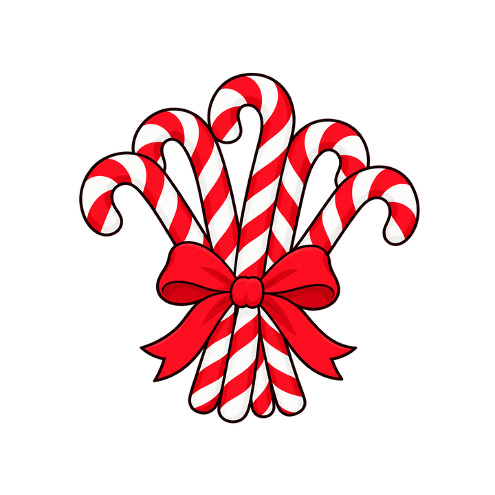 Candy Cane Bundle with Red Bow – Christmas clipart, transparent PNG
