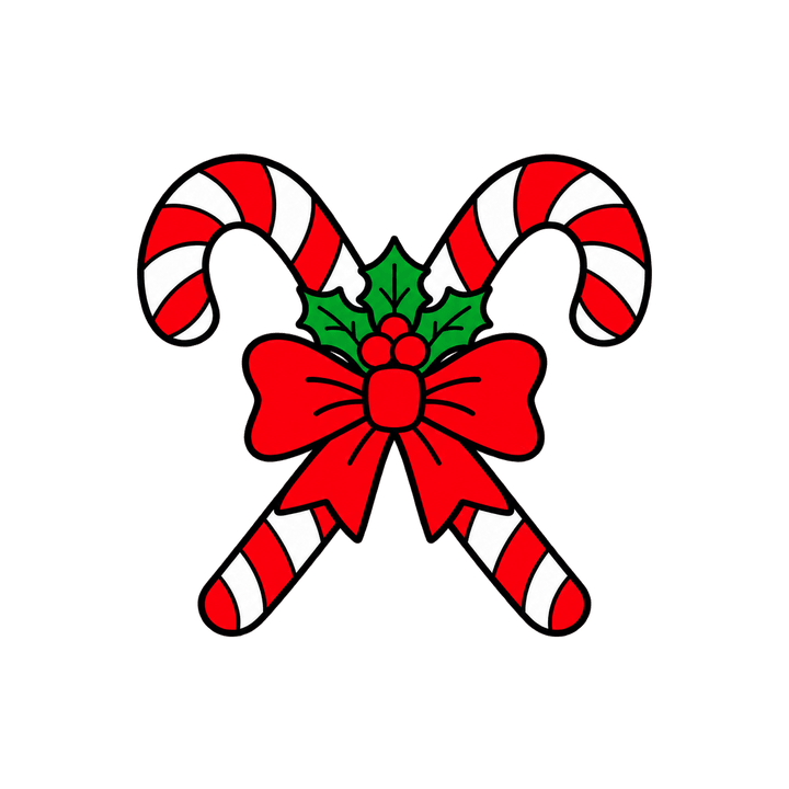 Crossed Candy Canes with a Bow – Christmas clipart, transparent PNG