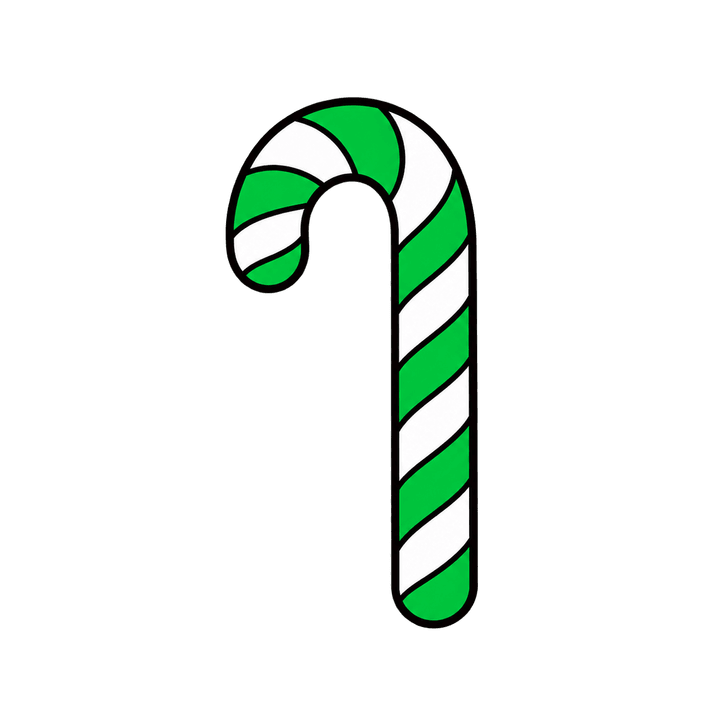 Green and White Candy Cane – Christmas clipart, transparent PNG